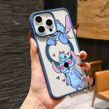 This Disney Lilo & Stitch Phone Case, Featuring Stitch And Angel Cartoon Characters, Boasts A Cute And Playful Design, A Simple And Stylish Appearance, And A Smooth And Comfortable Feel. It Features A Magnetic Back, Camera Protection, A Transparent And Fashionable Back Panel, And Reinforced Corners For Effective Drop Protection, Making It An Ideal Choice For Young People. This Phone Case Is Compatible With IPhone 17/16/15/14/13/...12/11/XR/XS/X Series And SamsungGalaxy S22, S23, S24, And S25 Series Phones. It's The Perfect Gift For Friends And Family. - Black - View 6