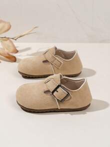 1 Pair Unisex Kids' Fashionable Minimalist Flat Shoes, 2026 Spring/Autumn/Winter New Comfortable Non-Slip Casual Leather Shoes, Toddler/Baby Shoes, Suitable For School, Outdoor, Recommended For Back To School Season - Khaki - View 4