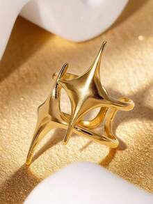 1个不锈钢海星开口戒指，时尚优雅，适合日常、通勤和街头佩戴。