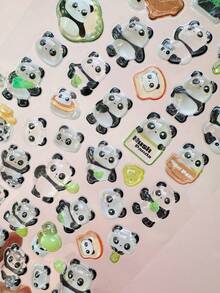 可爱熊猫主题，透明3D动物卡通防水贴纸，3D可爱手机壳DIY剪贴簿装饰贴纸，卡通风格，手机相册装饰贴纸。 - 彩色 - 查看 7