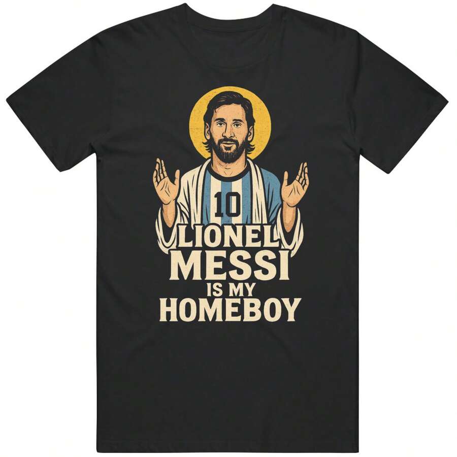 Lionel Messis Is My Homeboy Funny Jesus Parody Cool Gift Idea V2 T-Shirt - 黑色 - 查看 1