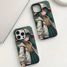 [Enviado desde México]Linda chica de cabello verde Nuestra funda de teléfono 2 en 1 desmontable diseñada para iPhone 16/15/14/13/12/11 Pro Max Plus combina una carcasa dura mate con patrones súper lindos y a la moda.Ideal para regalar a quienes aman el encanto. - Blanco - Ver 8