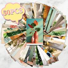 50pcs Nordic Style Artistic Postcards | Handwritten Romantic Text Vintage Photography Soft Pack Cards, Gift & Decor Cards, White Box Packaging - Sets - View 10
