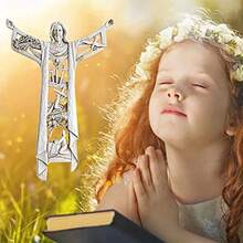 CYPNSEEKVER Escultura de Jesús De Oración De Crucifijo De La Pared De La Cruz DeFashion - como en la foto - Ver 7