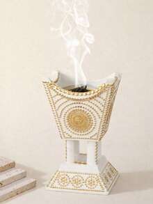 1 Set Quemador de incienso árabe elegante, adecuado para la decoración del Ramadán - Decoración islámica tradicional para el hogar, Soporte para incienso Bakhoor, Regalo del Ramadán, Decoración del Eid Al-Fitr, Esencial para el Ramadán 2025