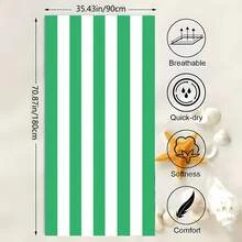 大号粉色条纹沙滩巾，加厚防沙柔软毯，适用于游泳池、沙滩，可用作沙滩巾、浴巾、女士披肩，数码印花速干浴巾，双面抓绒速干浴巾，可爱粉蓝条纹超强吸水运动毛巾，便携式沙滩巾，马拉松健身速干毛巾，防水、防沙、防尘，沙滩必备，情侣沐浴巾 - 彩色 - 查看 18
