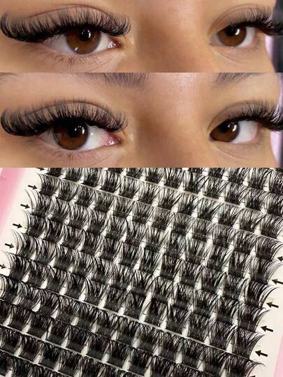 192 piezas de pestañas postizas en racimo con rizo D, de aspecto suave y natural, extensión de pestañas híbrida individual de 10-16 mm con volumen, herramienta de maquillaje para el peinado diario de racimos de pestañas, racimos de pestañas, pestañas individuales, pestañas, pestañas postizas