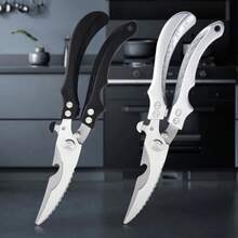 Tijeras de acero inoxidable para huesos de pollo, tijeras de cocina, tijeras para alimentos, tijeras para cortar pescado, pollo y pato, cuchillo - Tijeras negras - Ver 1