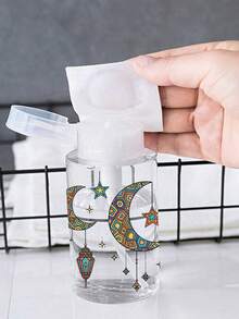 150毫升/200毫升/300毫升美甲按压瓶，透明按压瓶，粉色蝴蝶结图案，酒精卸甲油收纳瓶，大容量可重复使用卸妆瓶，卸甲油，按压头，空丙酮化妆品容器旅行瓶按压头，宿舍和浴室必备化妆配件 - 彩色 - 查看 4