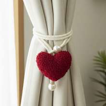 Heart Curtain Tiebacks Decorative Fleece Heart Curtain Ties Rope Curtain Holdbacks For Home Decorations - B - View 4