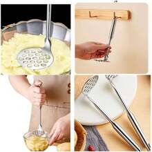 Machacador de Patatas, Machacador de Ajos, Machacadora de acero inoxidable, Trituradora de Ajo Patatas para para Hacer Puré de Papas, Verduras, frijoles y frutas, etc  (gris),40023987 - Multicolor - Ver 5