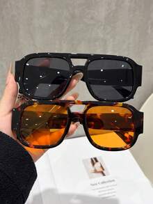 2-6副塑料豹纹全画幅飞行员眼镜配件，流行设计，女士时尚眼镜，适合夏季街头摄影、热带海滩度假，是理想的节日礼物，适合所有脸型。 - 彩色 - 查看 15