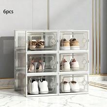 6/12/24pcs Thick Transparent Shoe Boxes With Lids, Foldable & Stackable Plastic Shoe Rack Organizer - Waterproof, Space-Saving, Suitable For All Footwear - Perfect For Entryways, Bedrooms, Homes, Dormitories - 白色 - 查看 10