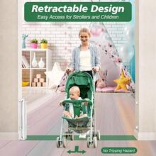 Puerta retráctil para perro de 24 pulgadas de alto para la casa se extiende hasta 59 pulgadas de ancho puerta de bebé de malla para puertas puerta retráctil para mascotas para escaleras interiores y exteriores blanco - como en la foto - Ver 4