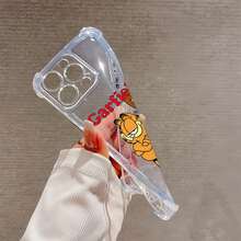 Los personajes de dibujos animados  y Odie, junto con su nombre. Esta elegante funda es compatible con los modelos  17, 16, 15, 14 Pro Max, 13, 12, 11, XR y XS Plus. Fabricada en TPU flexible, resistente a golpes y arañazos, ofrece una excelente protección contra caídas y un agarre cómodo. Es un regalo ideal para familiares, amigos y seres queridos, y una opción perfecta para festivales. - transparente - Ver 6