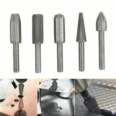 5pcs Wooden Drill Bit Set, Drill Bit Grinder, Round Shank, Rotary Cutter