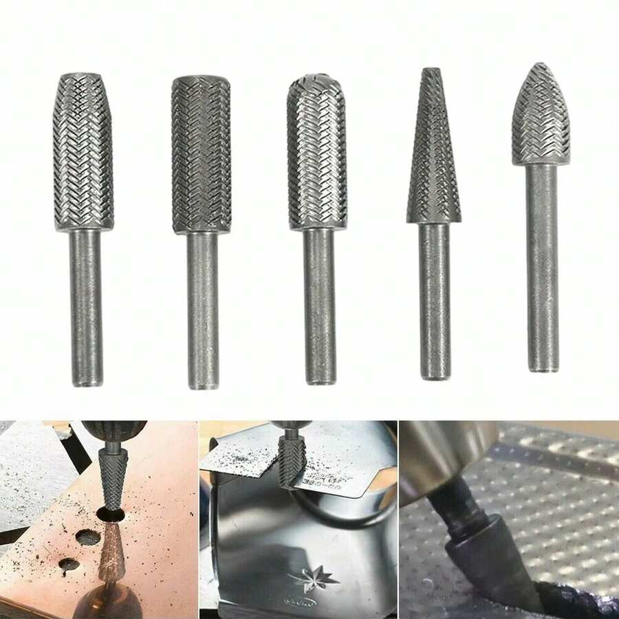 5pcs Wooden Drill Bit Set, Drill Bit Grinder, Round Shank, Rotary Cutter