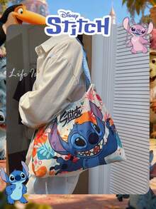 Disney Officially Licensed 1 Pc Stitch Pattern Shopping Bag Cute And Mischievous Stitch Crossbody Shoulder Bag High-Capacity Foldable Tote Bag Drawstring Shoulder Bag Lightweight Big Bag Official Licensed - Verifiable For Lady/Girls/Women Perfect For Daily/Shopping/Going Out - Multicolor - View 8