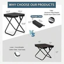 Camping Stool, Portable Folding Stool With Storage Bag, Collapsible Outdoor Footrest Suitable For Travel, Hiking, Fishing, Picnic, BBQ - Multicolor - View 2