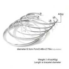 6pcs Set Delicate Star Open Cuff Bang Fashionable - Silver - View 3