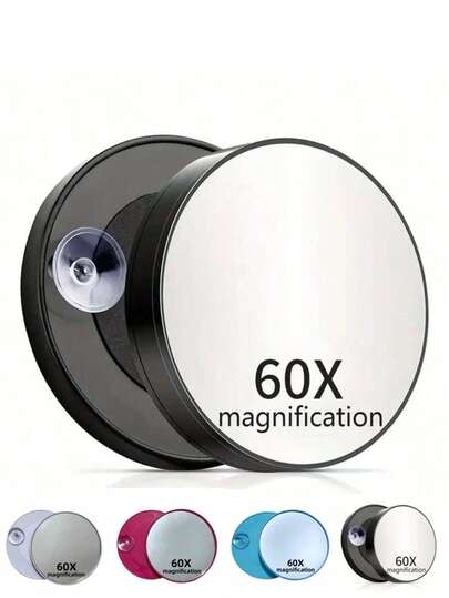 1 pieza Espejo de maquillaje con aumento de 10x/20x/50x/60x con base de succión, tamaño portátil, adecuado para baño, viaje, oficina, maquillaje de ojos y arreglo personal