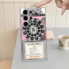 Retro Pink And Silver Dial Telephone Pattern Transparent Phone Case Suitable For Compatible With IPhone 17,16, 15, 14, 13, 12, 11, PRO MAX,Air,As Well As Galaxy S26/25/24/23/22/21 Ultra/FE/Plus,A82/73/72/71/70/55/54/53/52/51/35/34/33/25/24/22/16/15/14/13/12/06/05/04,Fashionable Phone Cases - 彩色 - 查看 3