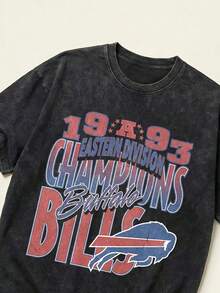 Buffalos Bills 1993 Eastern Division Champions Graphic Tee Unisex Couple Matching Boyfriend Style Acid Washed Cotton Shirt Retro 90s Aesthetic Vintage Sports Fan Gear Summer Outfits Graphic Tees Men Oversized T Shirt Summer Clothes Men Fall Clothes Men Winter Clothes - màu đen - Xem 3