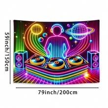 Versatile Glow-In-The-Dark DJ Neon Tapestry For Living Room, Bedroom, Game Room & Parties - Space Music Art - Multicolor - View 13