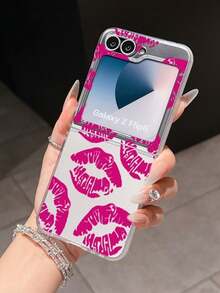 1pc Fashionable And Simple Frosted PC Material Sexy Lip Element Folding Phone Case, Can Protect And Prevent Falling: SamsungGalaxy Zflip 3/Zflip 4/Zflip 5/Zflip 6/Zflip 7/ Razr 50 Ultra/ Razr 60 Ultra/ Razr 60/ Razr 50/Galaxy Z Flip7 FE