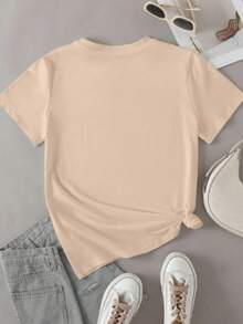 Women's Printed T-Shirt "Culposo" Workout 100% Cotton Gym - Màu be - Xem 2