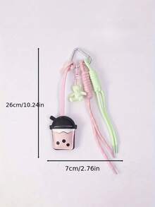 这款PU皮革珍珠奶茶杯造型包饰，配有亚克力小熊吊坠、编织绳和银色心形弹簧扣。采用清新亮丽的配色，灵感源自多巴胺。适合装饰女士手提包和汽车钥匙链。适用于各种场合。可用作包饰、包链、包包装饰钥匙扣、包包配件，也是新年、情人节、节日或生日礼物的理想之选。 - 彩色 - 查看 5