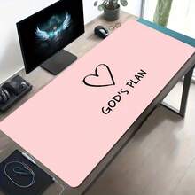 1 Large Gaming Mouse Pad With Pink Heart Minimalist Art Design, Non-Slip Washable Rubber Base, Extra-Large Desk Mat For Office Accessories, Computer Decor, Stain-Resistant Gaming Mouse Pad, Ideal Gift For Gamers - Extended Desk Mat, Stylish Office - Pink - View 5