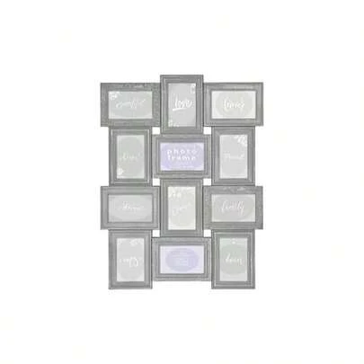 Trendi® Large Multi-Aperture Photo Frame For 12 X 6 X 4 Photos – Collage Picture Frame Wall Hanging Display, Family Memory Gallery Frame (Grey)