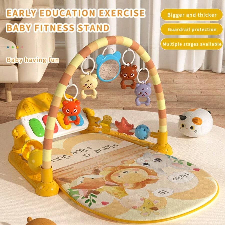 Hands-Free Baby Foot Piano Fitness Rack, Multifunctional 0-1 Year Old Baby Rattle Toy, Infant Foot Piano Toy [No Batteries Included, Requires 4 AA Batteries] - Multicolor - View 1