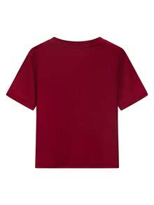 Women's Basic Versatile Red Minimalist Street Style Casual Commute Personalized Y2K Fitted Crew Neck Short Sleeve T-Shirt Top, Spring/Summer - Red - View 6