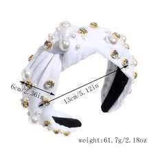 1 Peça Faixa de Cabelo Casual Sólida Fofa e Elástica com Pérolas Falsas Trançadas, Acessório de Moda para Transporte, Adequado para Todos, Tiara, Arco de Cabelo - Vermelho - Visão 5