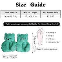 One Size Fits All, Suitable For Both Men And Women.,Teddy Bear Slippers,A Pair Of Fun And Quirky Cartoon-Themed Closed-Toe Slippers, Fun Men's Slippers, Women's Slippers, Couple Slippers, Warm Slippers, Indoor Slippers, Closed-Toe Shoes, Cute Cartoon Bear Role-Playing Shoes, Party Shoes, Fun Shoes, Quirky Shoes, Creative Shoes, Avant-Garde Cartoon Shoes, Women's Flat Home Slippers, Women's Cartoon Creative Home Slippers, Niche Design Shoes, Fashionable Home Shoes. - 青碧色 - 查看 3