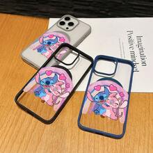 This Disney Lilo & Stitch Phone Case, Featuring Stitch And Angel Cartoon Characters, Boasts A Cute And Playful Design, A Simple And Stylish Appearance, And A Smooth And Comfortable Feel. It Features A Magnetic Back, Camera Protection, A Transparent And Fashionable Back Panel, And Reinforced Corners For Effective Drop Protection, Making It An Ideal Choice For Young People. This Phone Case Is Compatible With IPhone 17/16/15/14/13/...12/11/XR/XS/X Series And SamsungGalaxy S22, S23, S24, And S25 Series Phones. It's The Perfect Gift For Friends And Family. - Màu Xám nhạt - Xem 3
