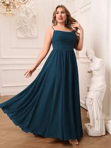 AOSHABABI Navy Blue Draped Chiffon Elegant Women's Evening Gown, Suitable For All Formal Occasions, Galas, Wedding Guests, Music Festivals, Holiday Parties, Graduation Dances, Cocktail Parties, Dates, Vacations, And Bridesmaid Dresses Spring Party - Navy Blue - View 8