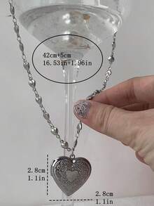 1 Piece Sweet Goth Harajuku Aesthetic Forever Heart Pendant Necklace For Women Girls Y2k Vintage Punk Jewelry Accessories - Love - View 9