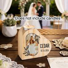 1pc Customized Wooden Candle Holder, Can Customize With Personal Photo, Name, Text, Date, Anniversary Decor, Heart-Shaped, Gift For Girlfriend/Boyfriend/Dad/Mom, Festival/Birthday/Valentine's Day - Multicolor - View 6