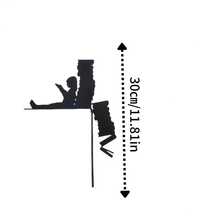 1pc Modern Metal Wall Art Sculpture - Girl Reading On Stacked Books, Bookshelf-Style Iron Bookend Design, Literary Decor For Home, Office, Library, Book Lover Gift, Teacher And Librarian, Easy To Install Book-Themed Wall Sculpture - Black - View 5
