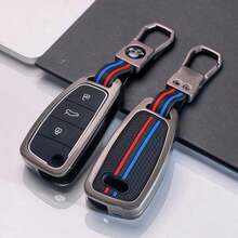 适用于奥迪A3/A5/Q5L/Q2L/Q3/A4L/A1/A6L的优质锌合金汽车钥匙遥控器保护套，带钥匙孔 - 防刮耐用保护壳，兼容点火启动功能，时尚高端汽车钥匙配件 - 1件黑色 - 查看 4