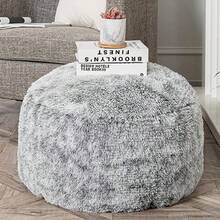 Asuprui - Puf otomano gris sin relleno otomano sin relleno 20 x 20 x 12 pulgadas puf redondo para asiento de puf silla plegable almacenamiento solo para sala de estar y recámara - Cubierta de puf gris nieve sin relleno - Ver 1