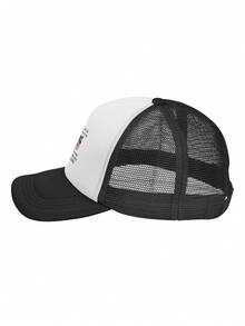 1 Pcs Interesting And Popular Patterns (277) Funny Stylish Printed Baseball Cap, Unisex Outdoor Sun Protection Sponge Mesh Cap, Adjustable, Suitable For Spring And Autumn Travel And Beach Vacations - Black and White - View 3