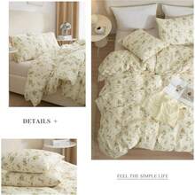 Yellow Botanical Floral Duvet Cover Queen Chic Garden Bedding Sets Cotton Aesthetic Comforter Vintage Flower  Women Cottagre Set Variant 5 - A# 黃色花卉 - 查看 6