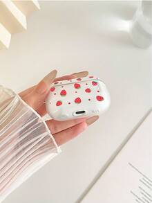 Strawberry Painted Transparent Earphone Case With Detachable Buttons, Fashion Bluetooth Headphone Protective Cover Compatible With AirPods, Pro, 3, Pro (2nd Gen), 1/2 - Multicolor - View 5