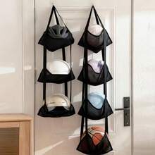 1pc Multi-Function Basketball, Volleyball, Soccer Ball Storage Hanging Bag, 3-4 Layer Suspendable Ball Organizer Holder, Sports Equipment Storage Rack For Home - Multicolor - View 3
