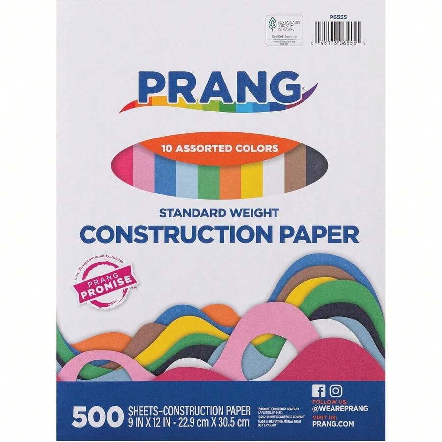 CYPNPrang anteriormente Art Street papel de construcción 10 colores surtidos peso estándar 9 x 12 pulgadas 500 hojasFashion - Multicolor - Ver 1
