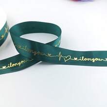 1 pieza 30,5 yardas de cinta de poliéster con impresión de lámina de oro, adecuada para cajas de dulces, ramos y regalos, perfecta para arreglos florales del Día de San Valentín y embalaje de pasteles, con lazo y cinta - Multicolor - Ver 10